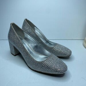 Michael Kors Elegant Silver studded Women's 2 inch chunky Heel Shoes SZ 9.5 M